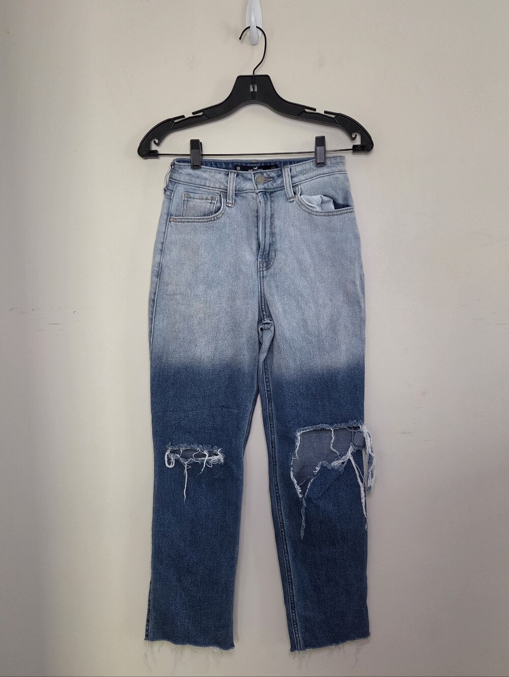 Women's Hollister Distressed Ultra High Rise Vintage Straight Jeans Sz 0